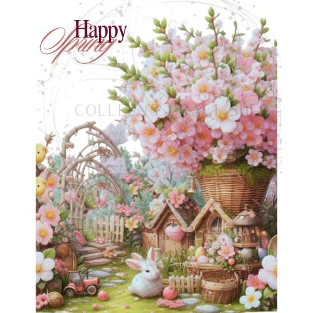 Digital Download, Printable, Decoupage, Craft Supplies, Spring, Happy ...