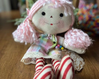 Annie Raggedy Happy Easter Spring Pink Handmade