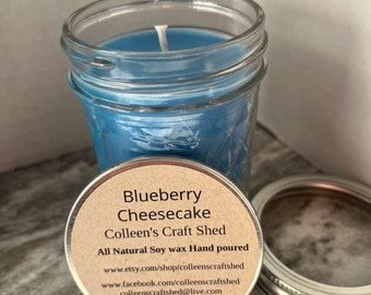 Blueberry Cheesecake Soy Wax Handpoured Handmade Candle Gift Giving 100% soy wax All Natural