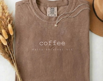 Minimalist tshirt for coffee lovers, casual and unisex Comfort Colors shirt  for everyday wear.