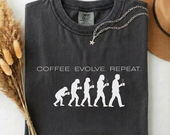 Coffee Evolution T-Shirt, Minimalist Unisex Comfort Colors Tee