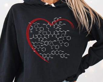 Chemistry of Love Hoodie - Science Heart Graphic, Comfort Colors Cotton