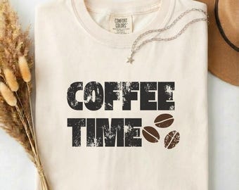 Coffee Time T-Shirt, Minimalist Coffee Lover Gift, Unisex Comfort Colors Shirt