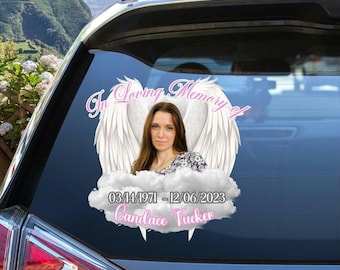 Photo Memorial Decal, Angel Decal, In Memory Of Sticker, Loss of Loved One Car Decal, Personalized Gift, Custom Decal, Memorial Portrait.