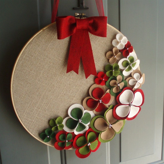 Linen Hoop Felt Handmade Door Decoration 'tis the Season Etsy