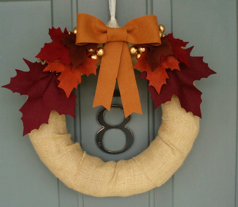 Burlap & Felt Handmade Door Decoration Fall Leaves 12in Etsy