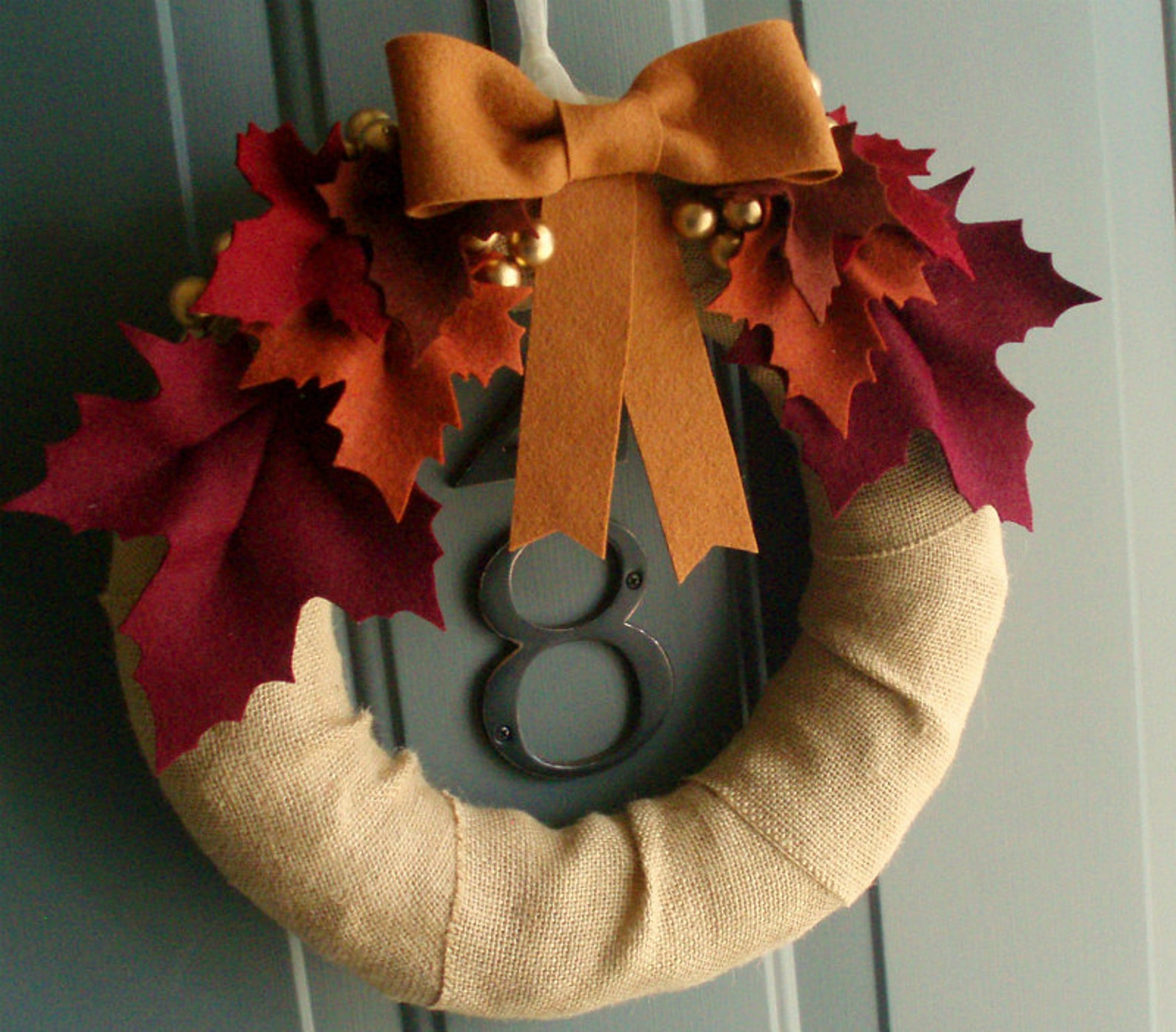 Burlap & Felt Handmade Door Decoration Fall Leaves 12in Etsy