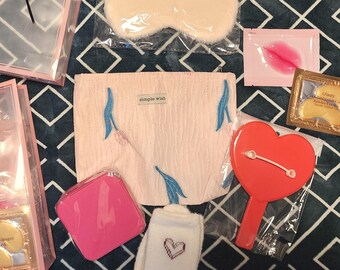 Pink Spa Gift Bag for Best Friend, Self Care Package for Her, Hot Pink Cosmetic Bag and Jewelry Case Set, Pamper Gift Box