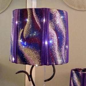 Purple Gold and Maroon Celestial Glitter Lighted Lampshade ~ 5" Height