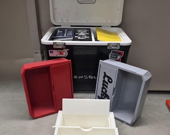 5.5" deep Engel 13 Quart Cooler Organizer Tray for Lunchbox Top Storage. These are MADE  to ORDER and NO Refunds once it is made thanks.