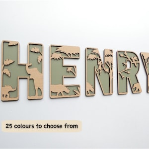Safari Animal Wooden Name Sign | Jungle Theme Nursery Decor