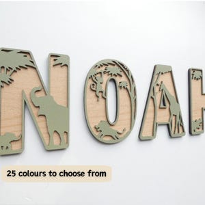 Safari Animal Wooden Name Sign | Jungle Theme Nursery Decor