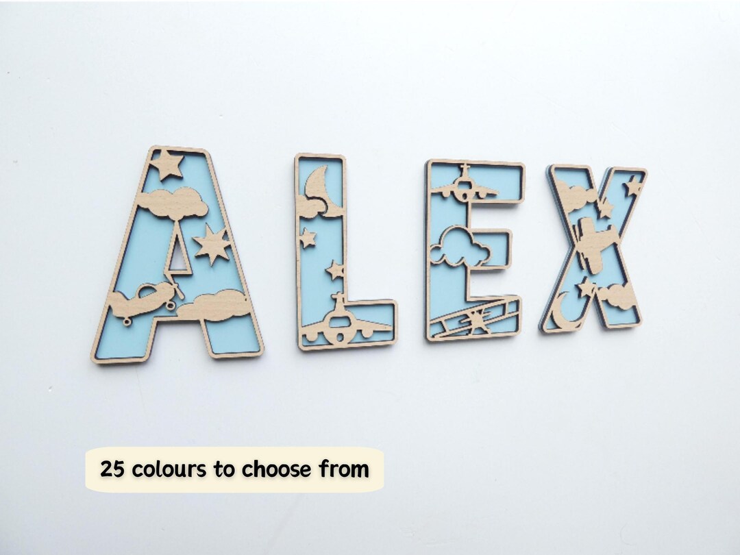 Plane Themed Wooden Letters | Aviation Theme Name Decoration ...