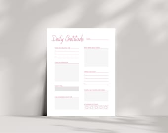 Daily Gratitude Worksheet PDF | Printable Gratitude Journal Template | Mindfulness & Self-Care Planner