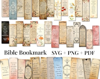 Christian Bookmark Svg Laser Cut File Bible Verse Printable Png Scripture Reading Marker Template