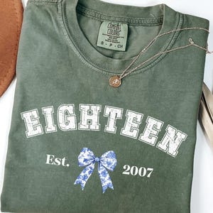 Comfort Colors Est. 2007 birthday shirt, Coquette 18th birthday hoodie, 18th birthday tshirt, Personalized birthday hoodie, 18th Birthday