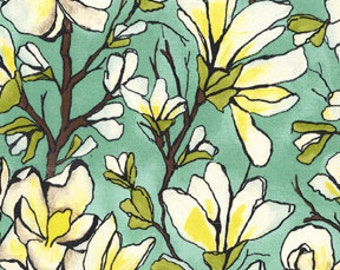 1 and 1/4 yard piece, Magnolia Branch in Aqua, Laura Gunn, end of the bolt, last piece