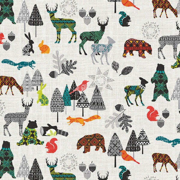 1 yard - Animals, into the woods collection by Sarah Frederking, Studio E fabrics