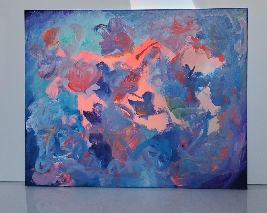 Anxious Abstract Color Calms the Bright Anxiety With Jellyfish Flowers Abstract Acrylic ...