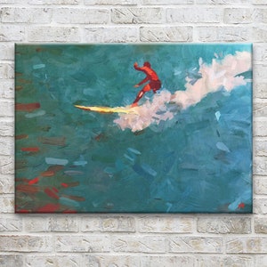 Surfer on Wave Art Print on Canvas &quot;Slider&quot; 24 x 36 inches