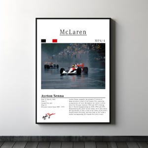 Mclaren Ayrton Senna Formula 1 Digital Poster | Wall Poster | Car Wall Poster| High Quality Budget Friendly| Good gift for Formula 1 Lovers|