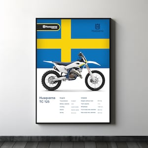 Husqvarna Tc 125 Poster | Tc-125 Motorcycle Poster | Motorcycle Wall Poster | Gift for Bike owners | High Quality Printable Digital Poster