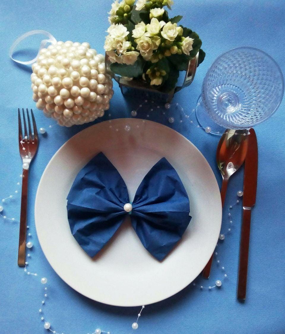 Mud Pie Tovaglioli In Cotone Con Occhielli, Colore Blu Primaverile, 45x45cm, Set Da 4 Pezzi
