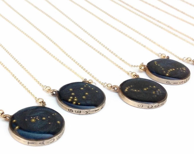 Gold Constellation Necklace Night Sky | Personalized Gold Zodiac Necklace | Zodiac Jewelry | Celestial Jewelry | Zodiac Gifts