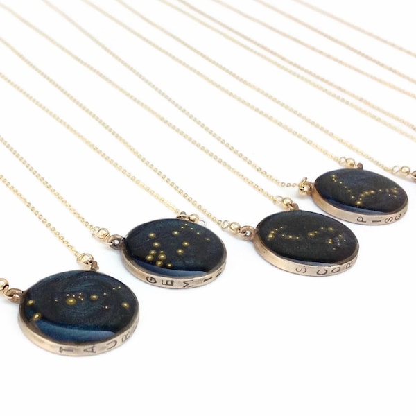 Gold Constellation Necklace Night Sky | Personalized Gold Zodiac Necklace | Zodiac Jewelry | Celestial Jewelry | Zodiac Gifts