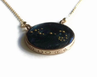 Gold Scorpio Constellation Necklace Night Sky