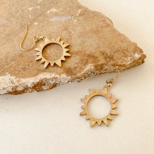 Hammered Brass Sun Earrings | Sterling Silver Sun Earrings | Aztec Jewelry
