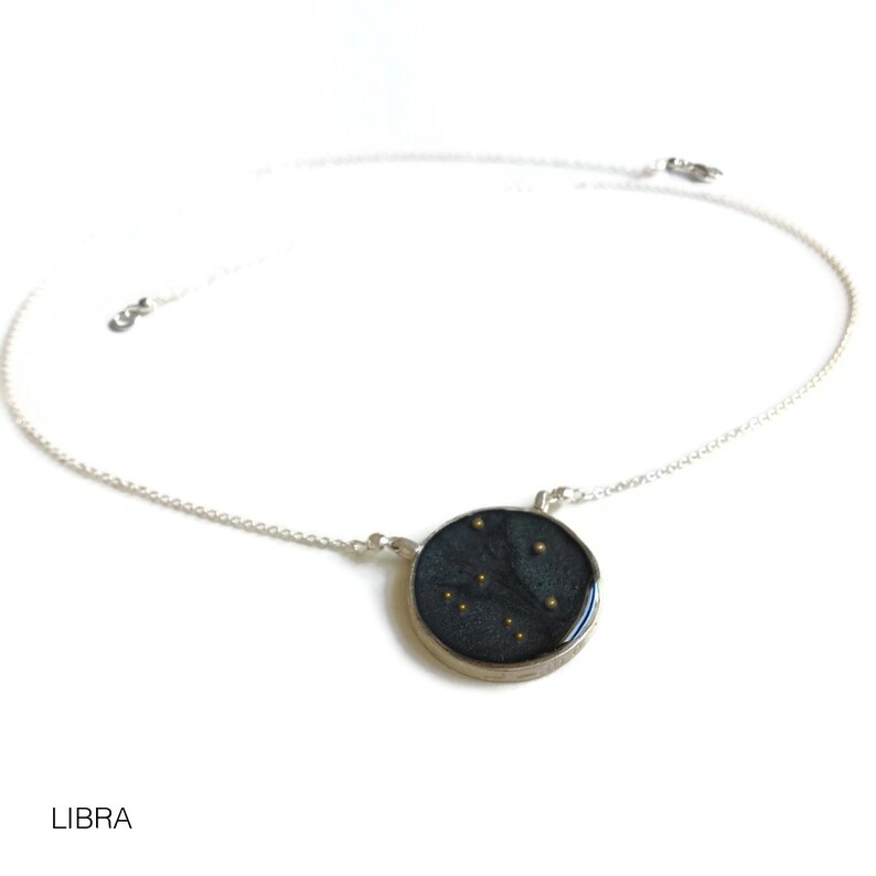 Silver Libra Constellation Necklace Night Sky Libra Gifts Libra Necklace Sterling Silver Libra Zodiac Necklace Astrology Necklace