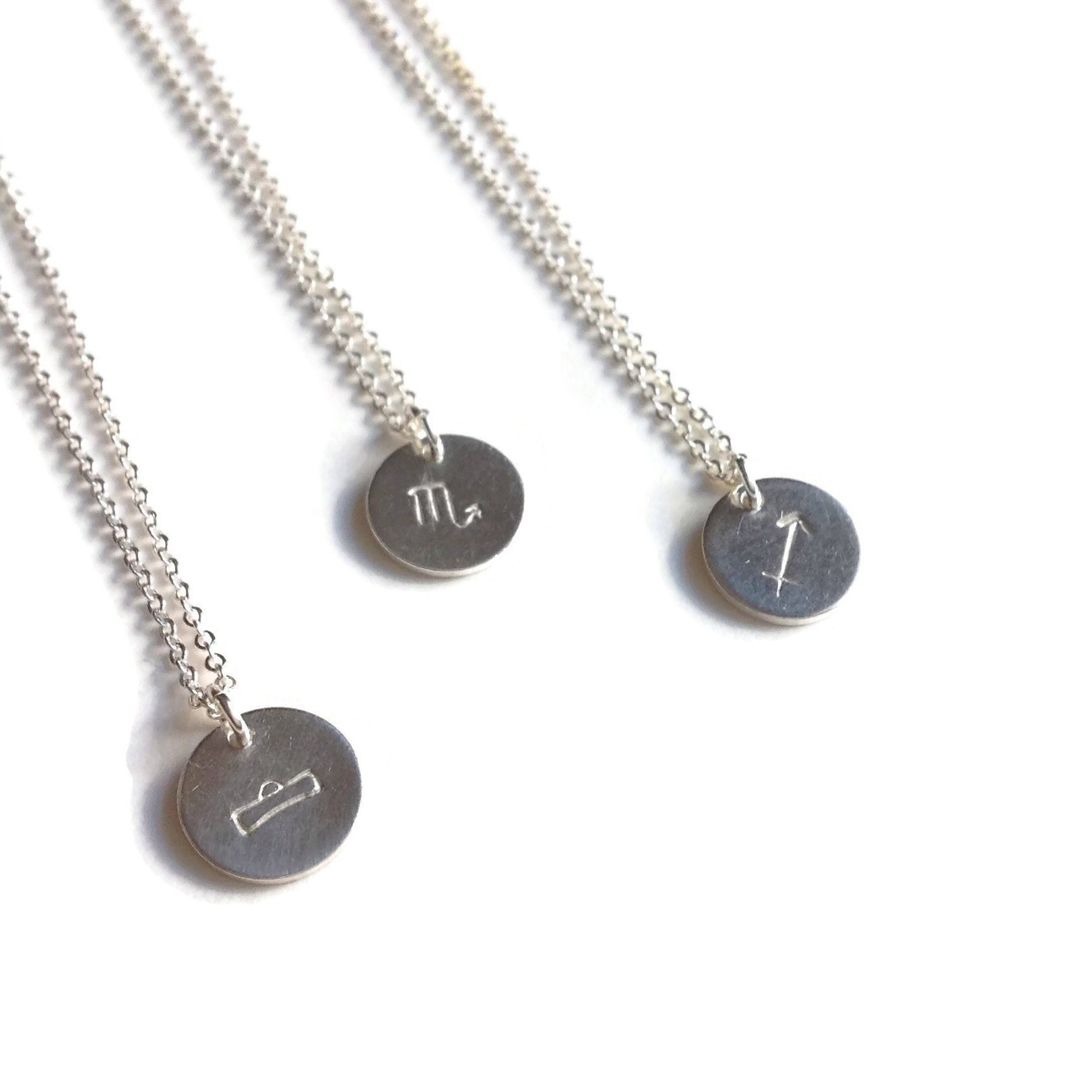 Silver Zodiac Necklace Zodiac Charm Necklace Zodiac Etsy