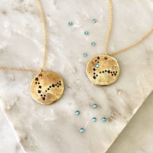 Zodiac Coin Birthstone Necklace | Constellation Necklace