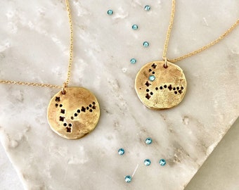 Zodiac Coin Birthstone Necklace | Constellation Necklace