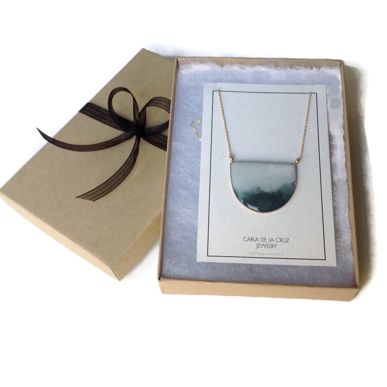 Statement Necklace Half Moon Necklace Carla De La Cruz Jewelry Gray Ombr\u00e9 Half Circle Pendant Necklace