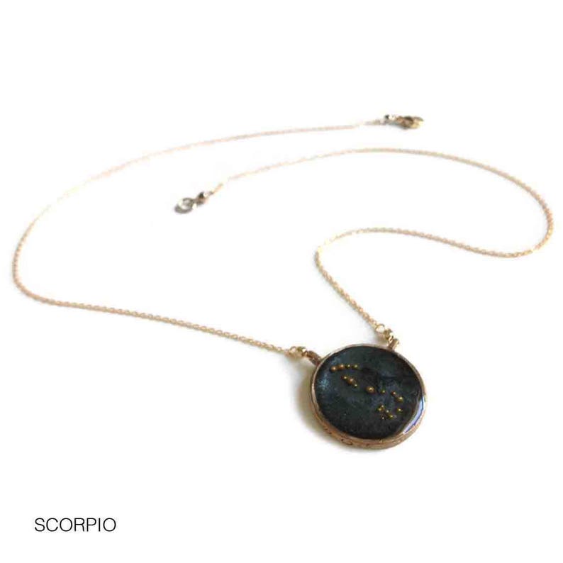 Gold Scorpio Constellation Necklace Night Sky image 4