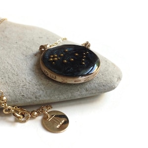 Gold Gemini Night Sky Constellation Pendant Necklace