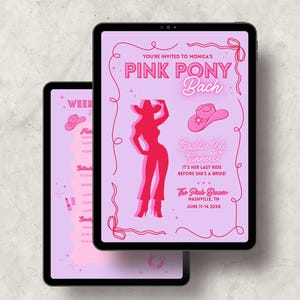 Pink Pony Bachelorette Bundle | Editable Canva Games+ Invite | Last Rodeo Party Printable Kit