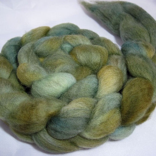 Moss - Handpainted Falkland Wool Spinning Fiber 3.9 oz