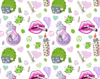 Patrón sin costuras: vibraciones de fumeta con Purple Haze