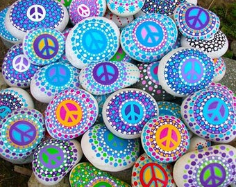 Custom Peace Rocks ~ Set of 2