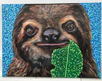 Original Sloth Dotty Acrylic Painting