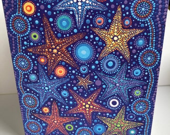 Starfish abstract aboriginal note greeting card