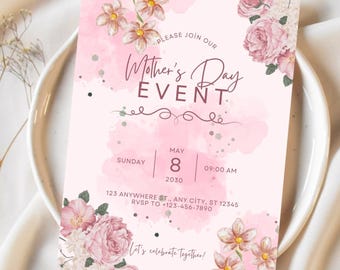 Floral Mother's Day Event Invitation: Custom Printable (Digital Download)