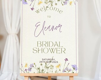 Wildflower Bridal Shower Welcome Sign: Pastel Floral Decor (PDF Digital Download