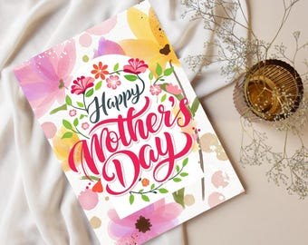 Floral Mother's Day Card: Printable Greeting Card (PDF, JPEG, PNG)
