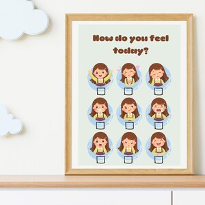 Feelings Poster, Montessori Homeschool Decor, Feelings Chart, Lernhilfe, Geschenk für Kinder, Digital Download