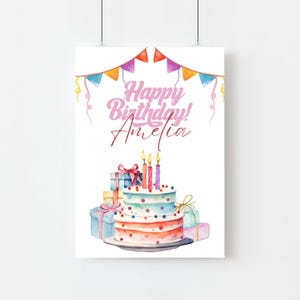 Personalisiertes Happy Birthday Poster: Individueller Name Party Dekoration (Digitaler Download)