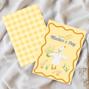 Tarjeta imprimible para el Día de la Madre, Tarjeta de Ganso para Mamá, Tarjeta Floral Digital para Mamá, Tema de Naturaleza, Descarga Instantánea